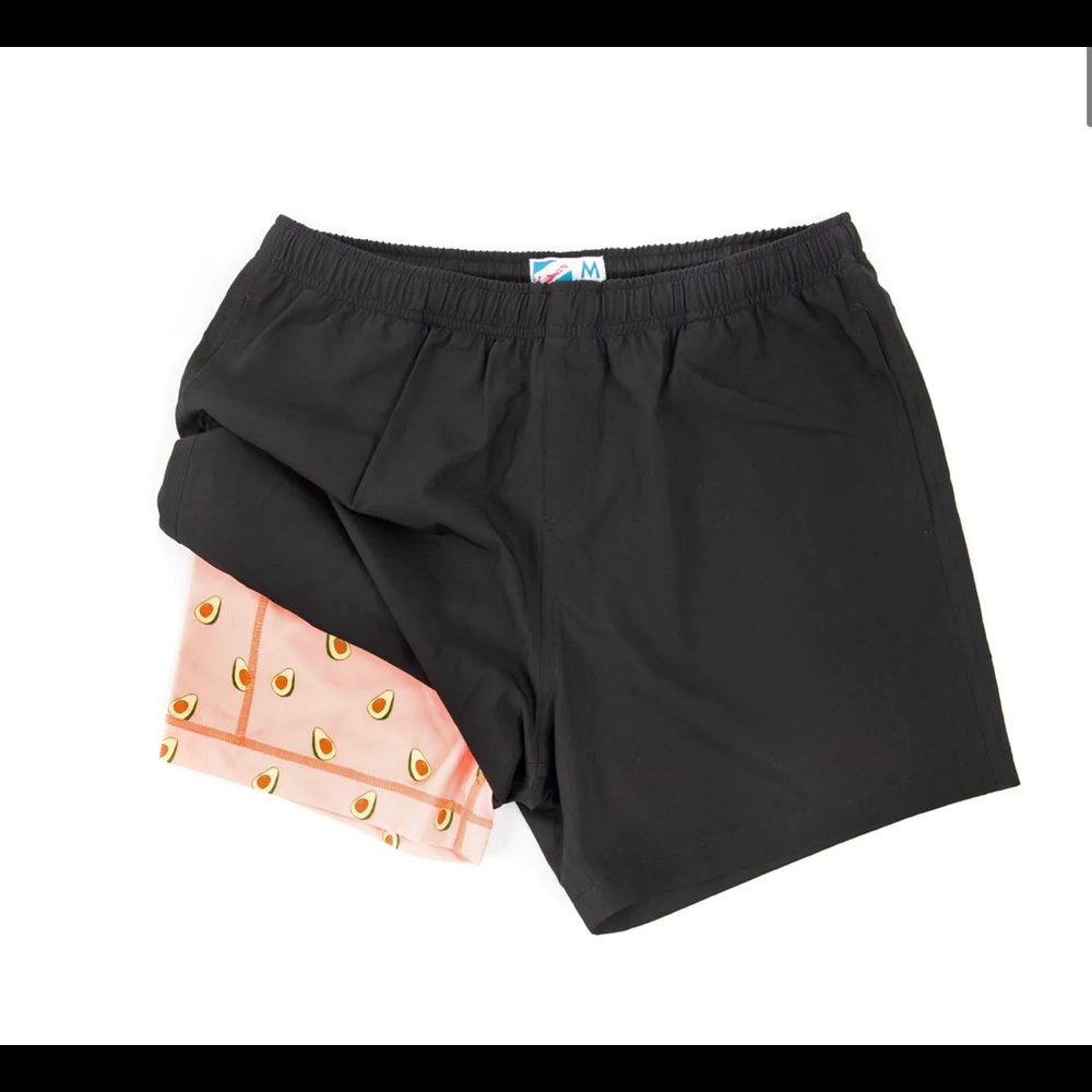 Bermies Swim Trunks w/ compression liner - 6 in inseam (Black)
